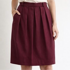 Vintage Andrea Bartalucci Sz 40 US 6 Wool Burgundy Pleated Skirt Pockets Lined